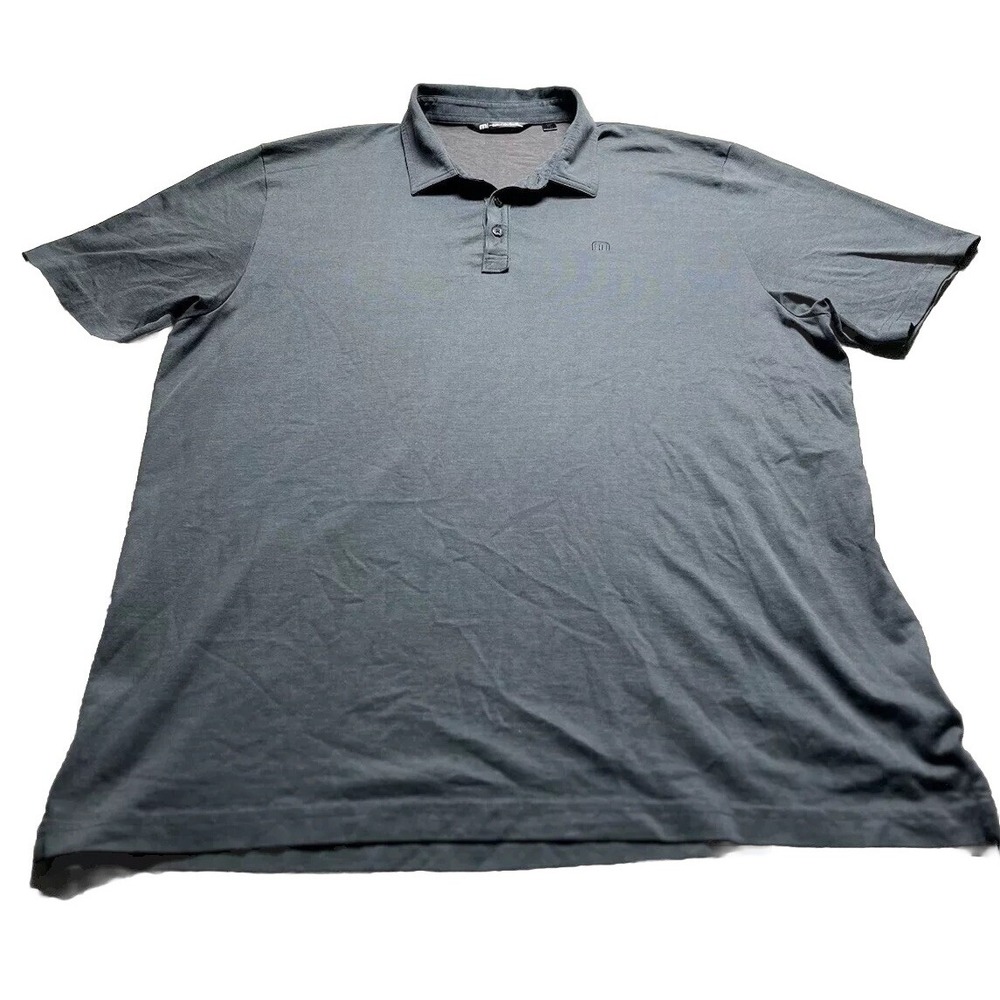 Travis Mathew Polo Shirt Men 2XL XXL Black Cotton Blend Short Sleeve Regular Fit